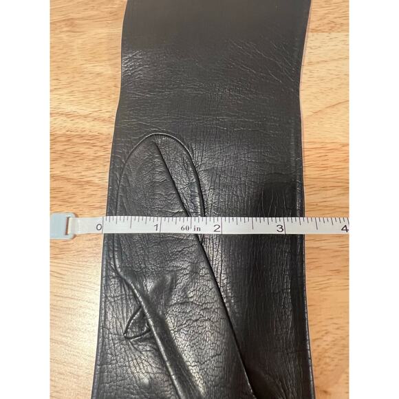 Vintage Dainty Soft Black Leather Gloves Long Small JL - Picture 6 of 9